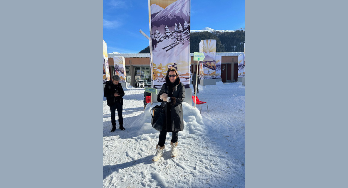 Emily in Davos skiing
